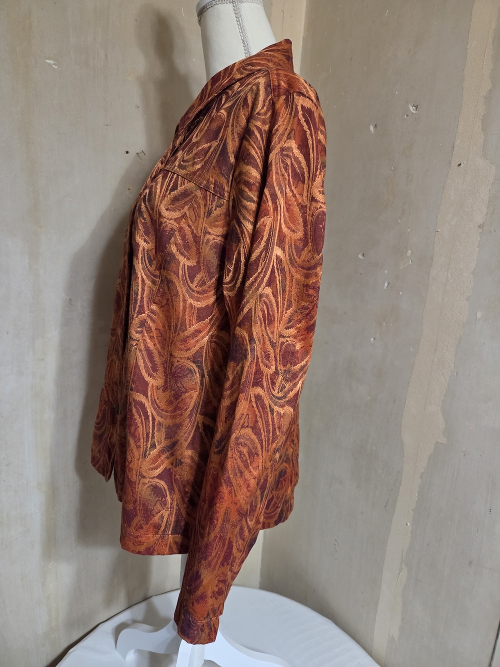 Rust Paisely Button-Front Jacket - Picture 8 of 12